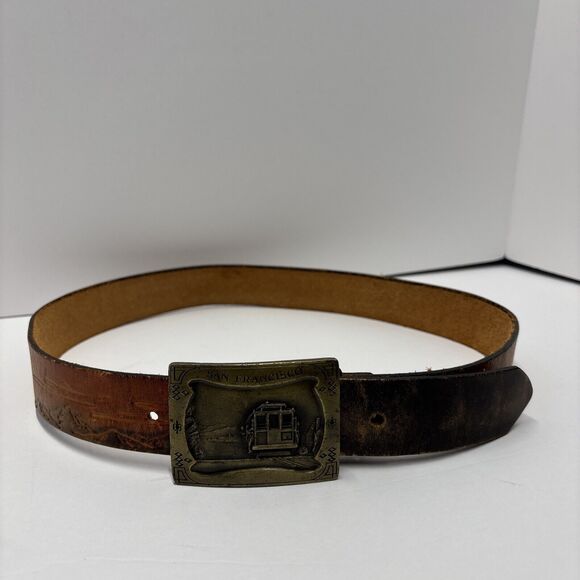 Indiana Metal Craft Other - San Francisco Cable Car Buckle 1977 With Genuine Leather Belt Size 32” USA